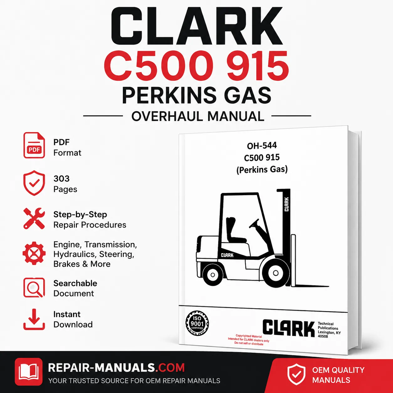 CLARK C500 915 Perkins Gas Overhaul Service Repair Manual PDF