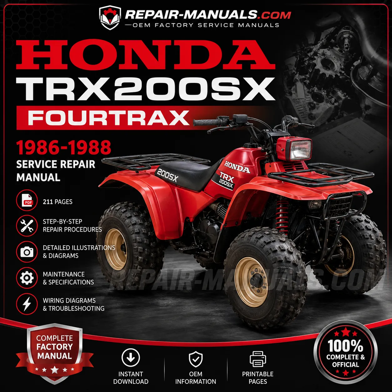 1986-1988 Honda TRX200SX FourTrax Factory Service Repair Manual PDF