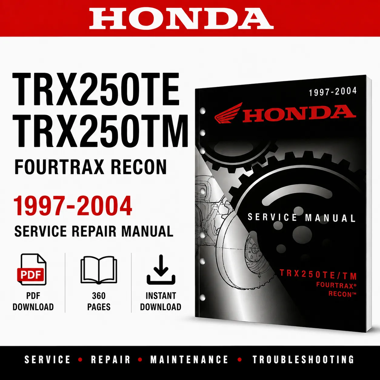 1997-2004 Honda TRX250TE TRX250TM FourTrax Recon Service Repair Manual PDF