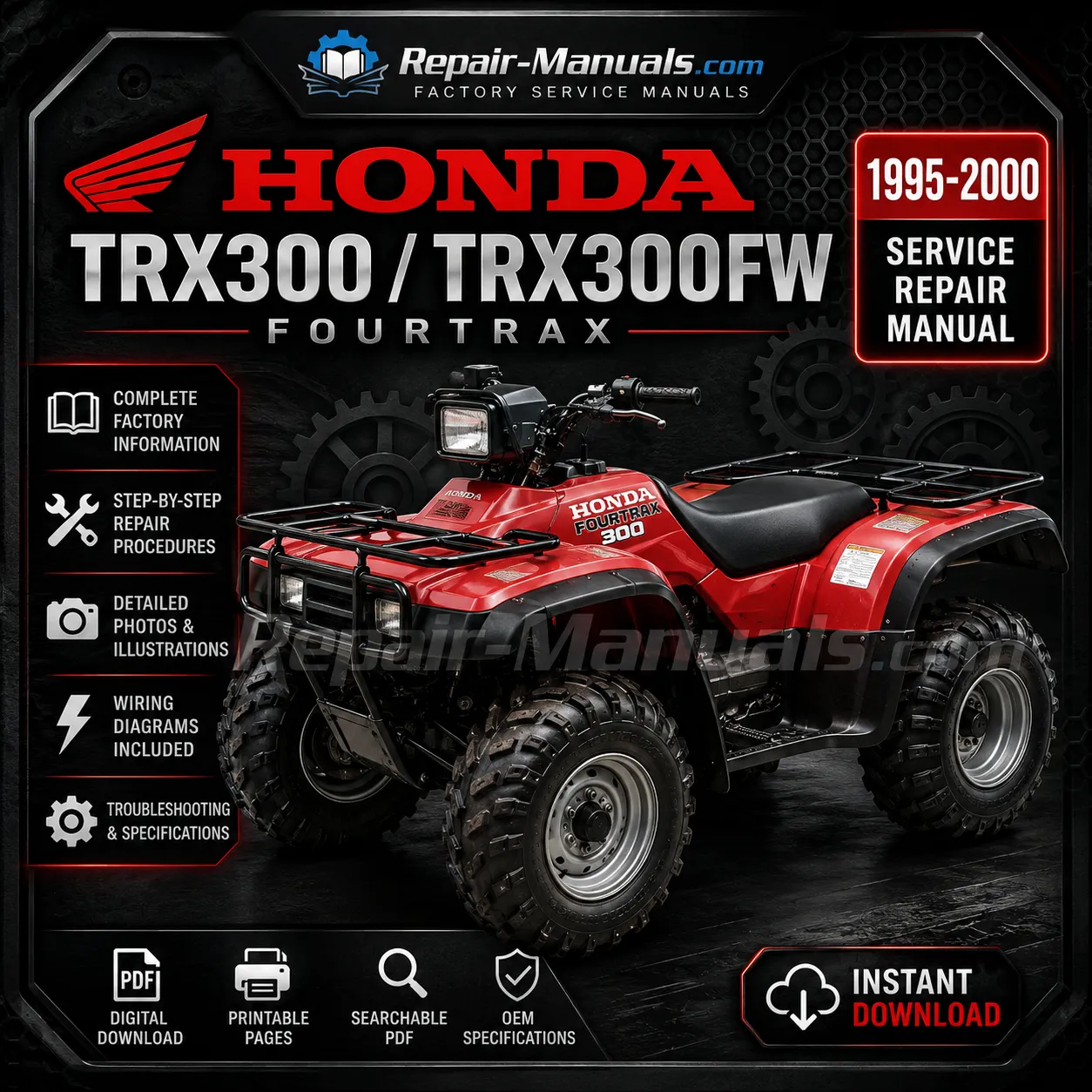 1995-2000 Honda TRX300 TRX300FW FourTrax Factory Service Repair Manual PDF