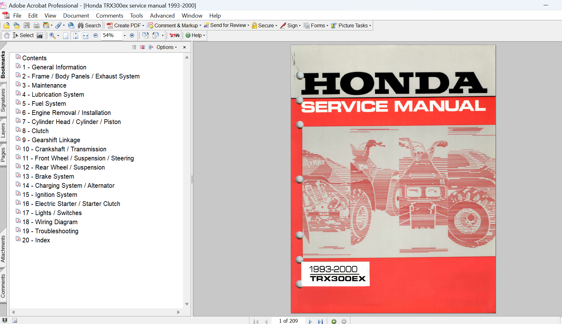 1993-2000 Honda TRX300EX Service Repair Manual PDF