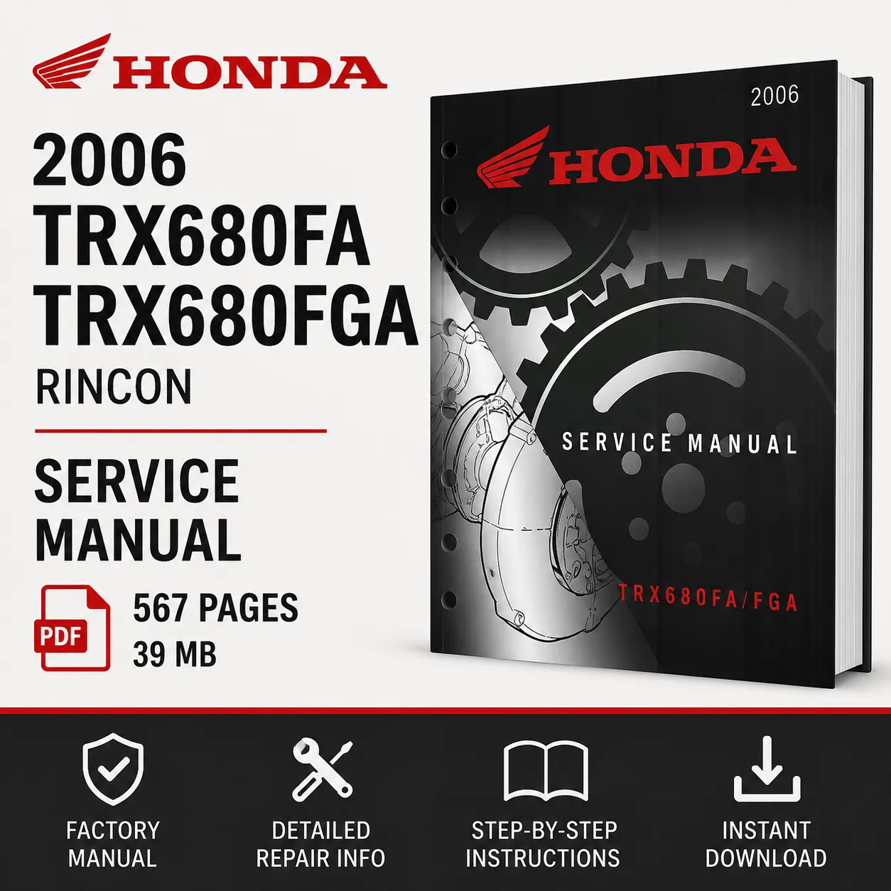 2006 Honda TRX680FA TRX680FGA Rincon Factory Service Repair Manual PDF