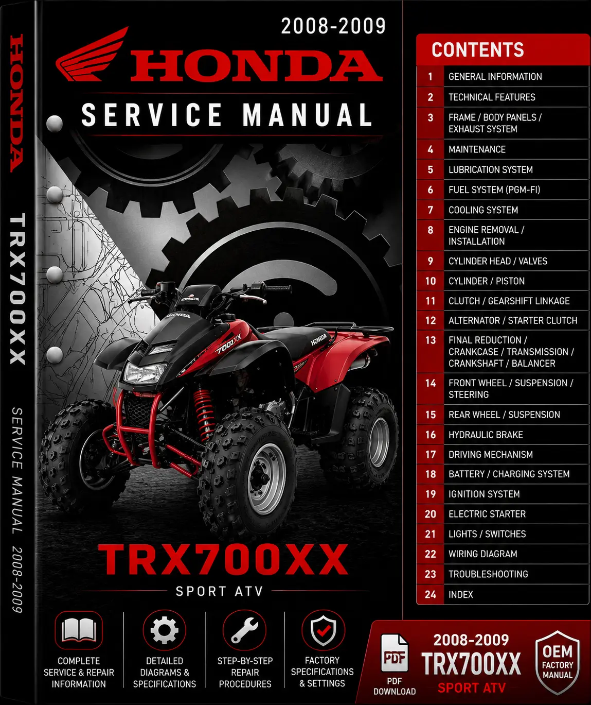 2008-2009 Honda TRX700XX Factory Service Repair Manual PDF