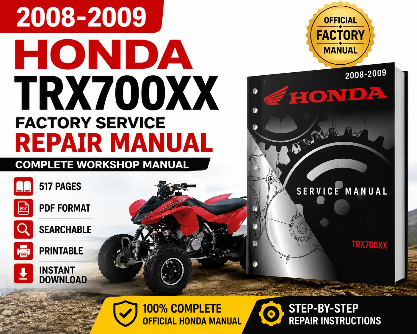 2008-2009 Honda TRX700XX Factory Service Repair Manual PDF