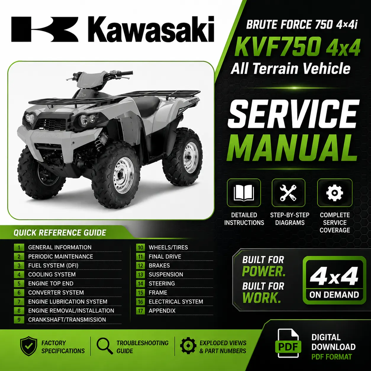 2008-2011 Kawasaki Brute Force 750 KVF750 Factory Service Repair Manual PDF