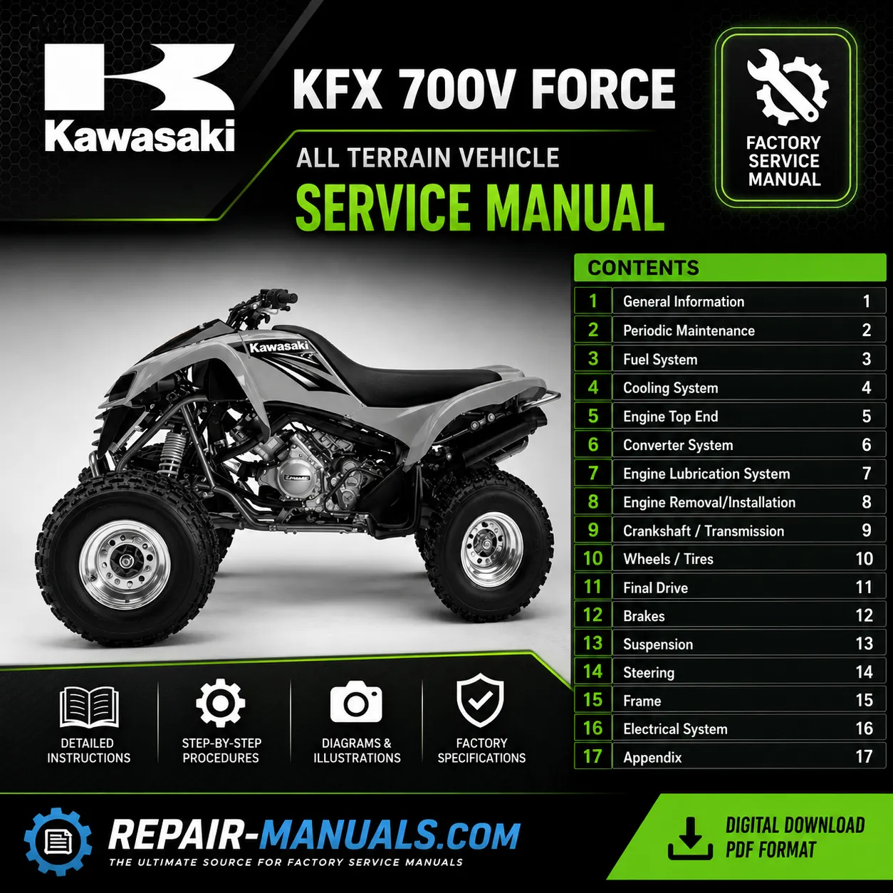 Kawasaki KFX700 V Force Factory Service Repair Manual PDF