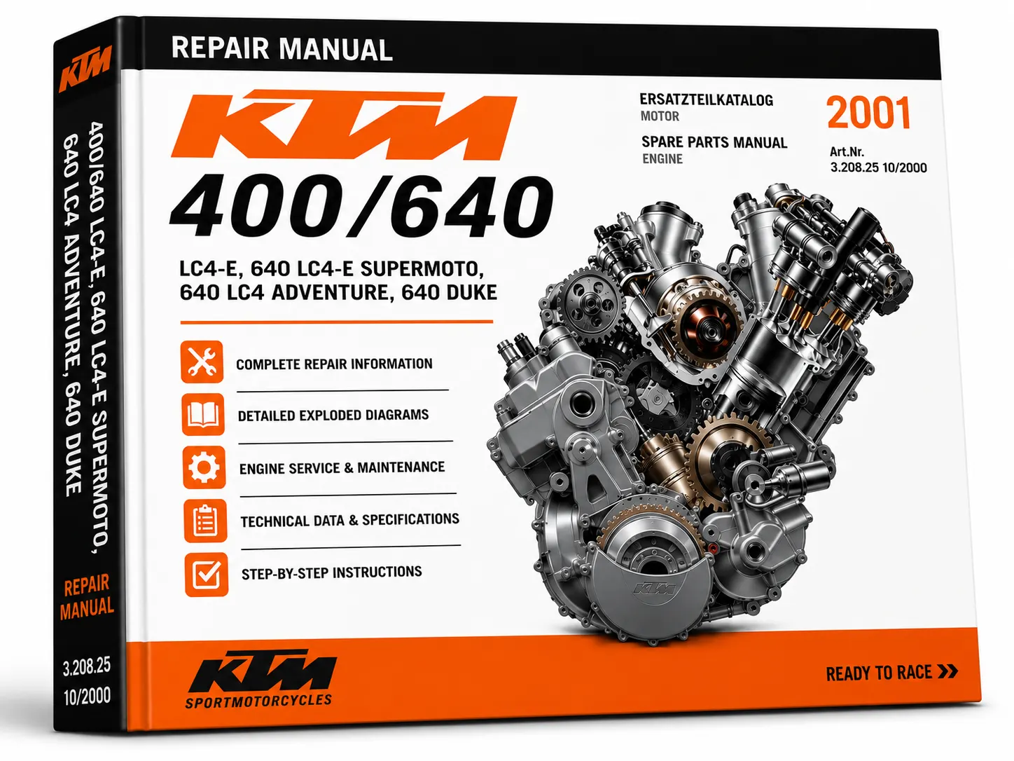 KTM 250 300 380 SX MXC EXC Engine Repair Manual PDF 1999-2003