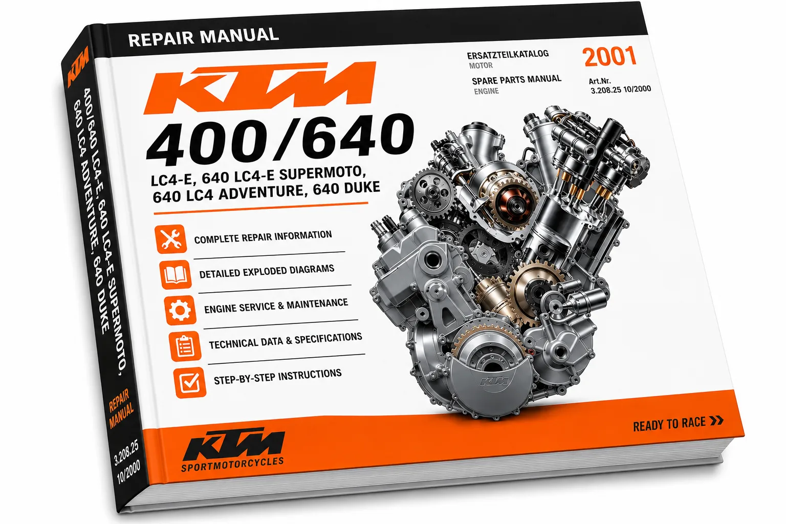 2001 KTM 400 LC4-E 640 LC4 Adventure Duke Engine Spare Parts Catalog PDF
