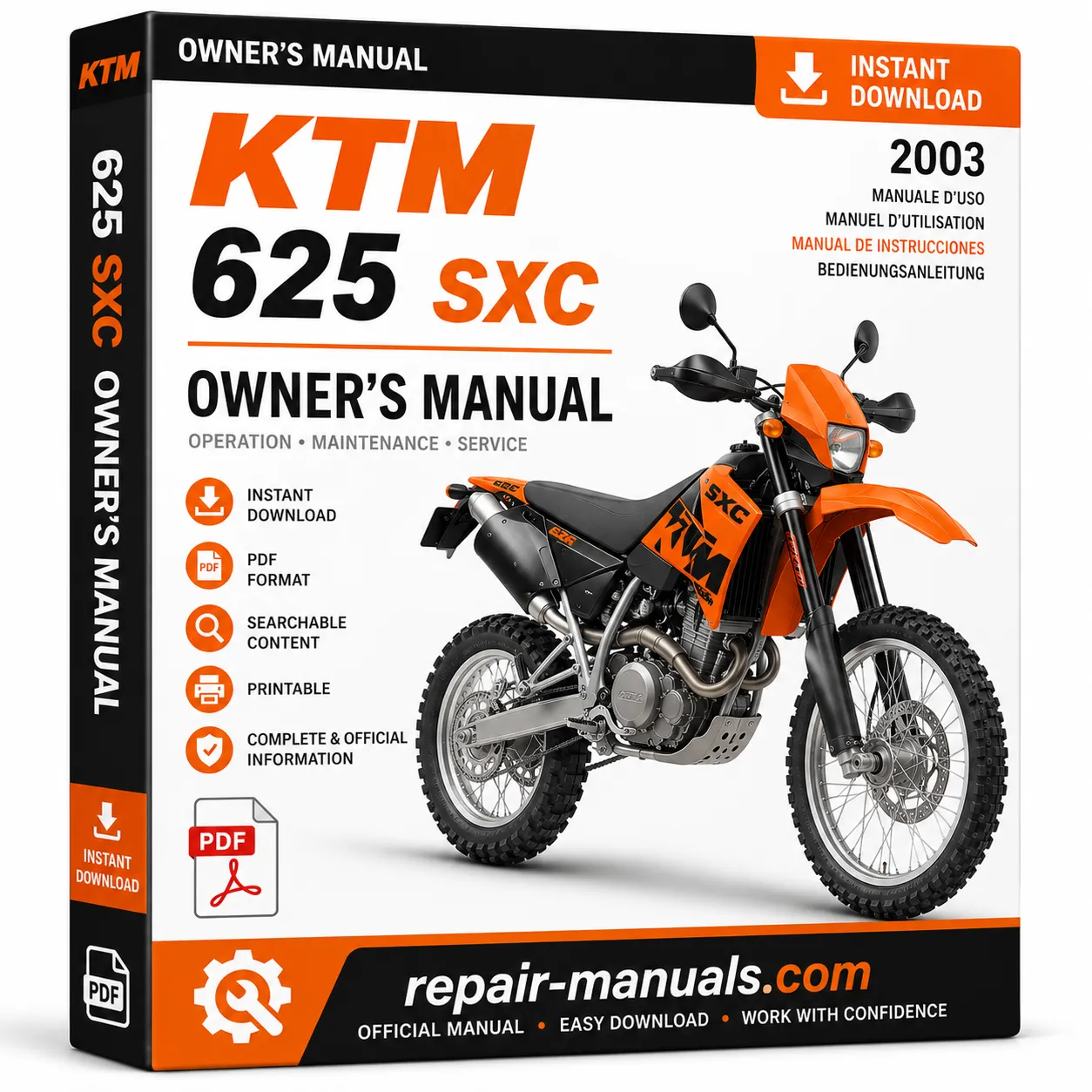 2003 KTM 625 SXC Owner's Manual PDF Download