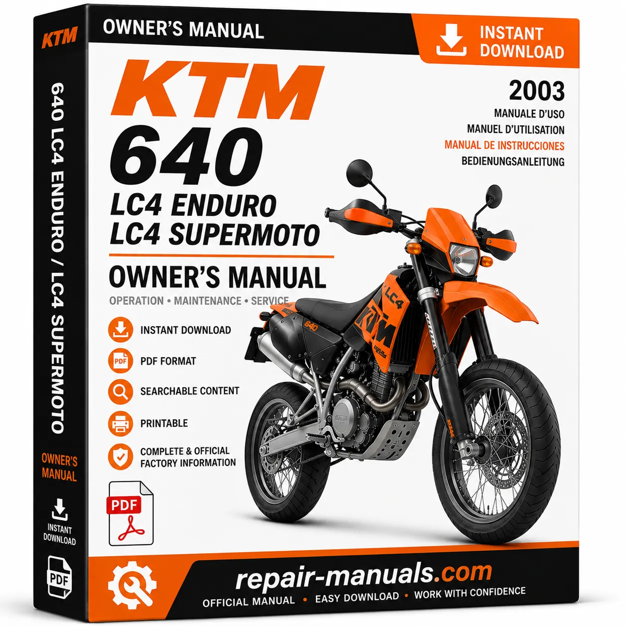 2003 KTM 640 Duke II Owner's Manual PDF download