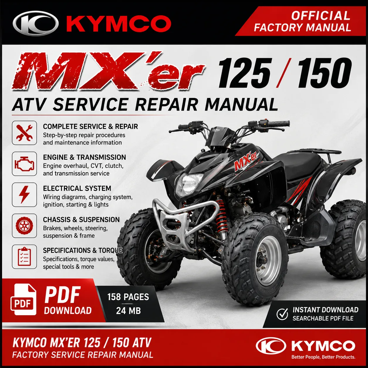 KYMCO MX'er 125 150 ATV Factory Service Repair Manual PDF
