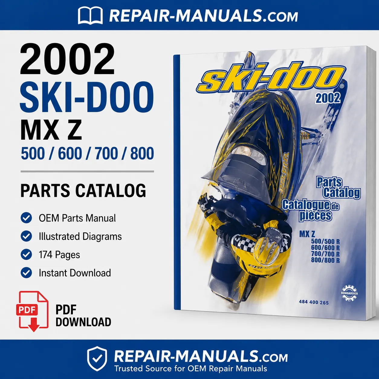 2002 Ski-Doo MX Z 500 600 700 800 OEM Parts Catalog PDF