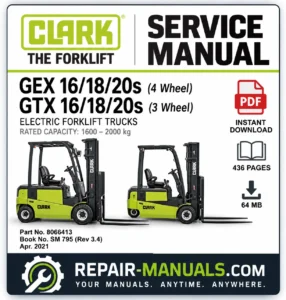 CLARK GEX 16, 18, 20s & GTX 16, 18, 20s Electric Forklift Service Manual