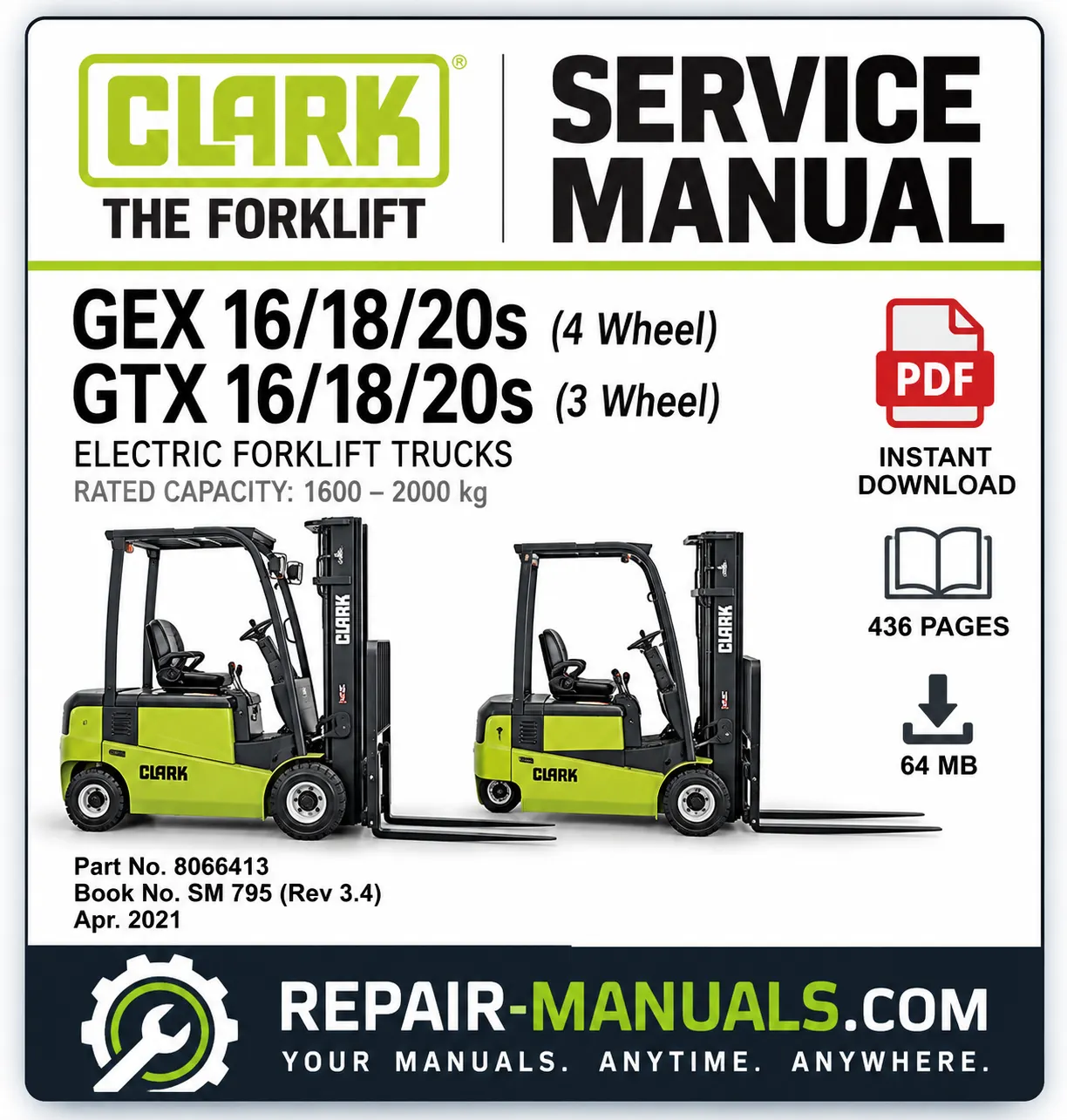 CLARK GEX 16 18 20 and GTX 16 18 20 Service Manual