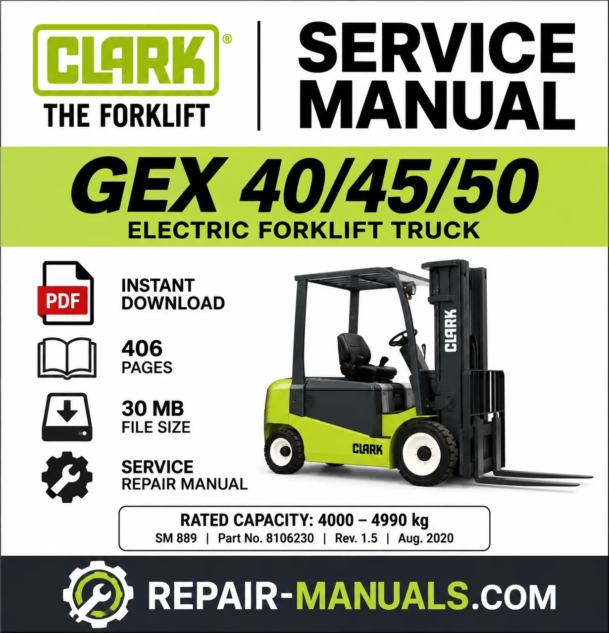 CLARK GEX 40 45 50 Forklift Service Manual