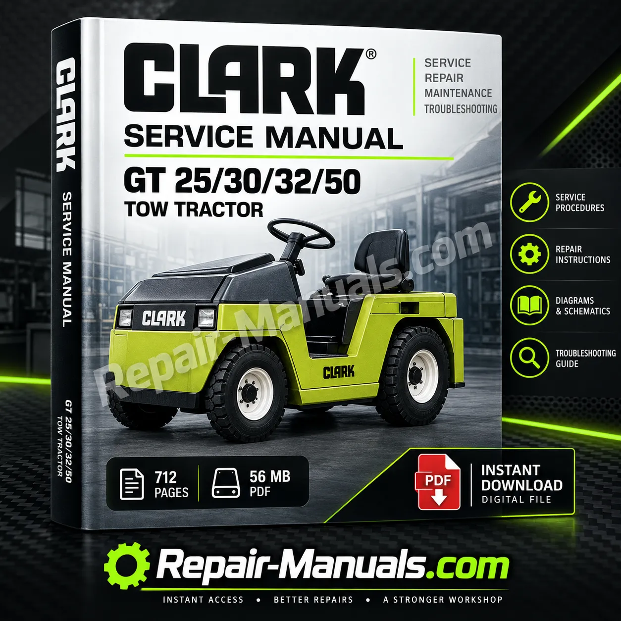 CLARK GT25 GT30 GT32 GT50 Tow Tractor Service Manual PDF