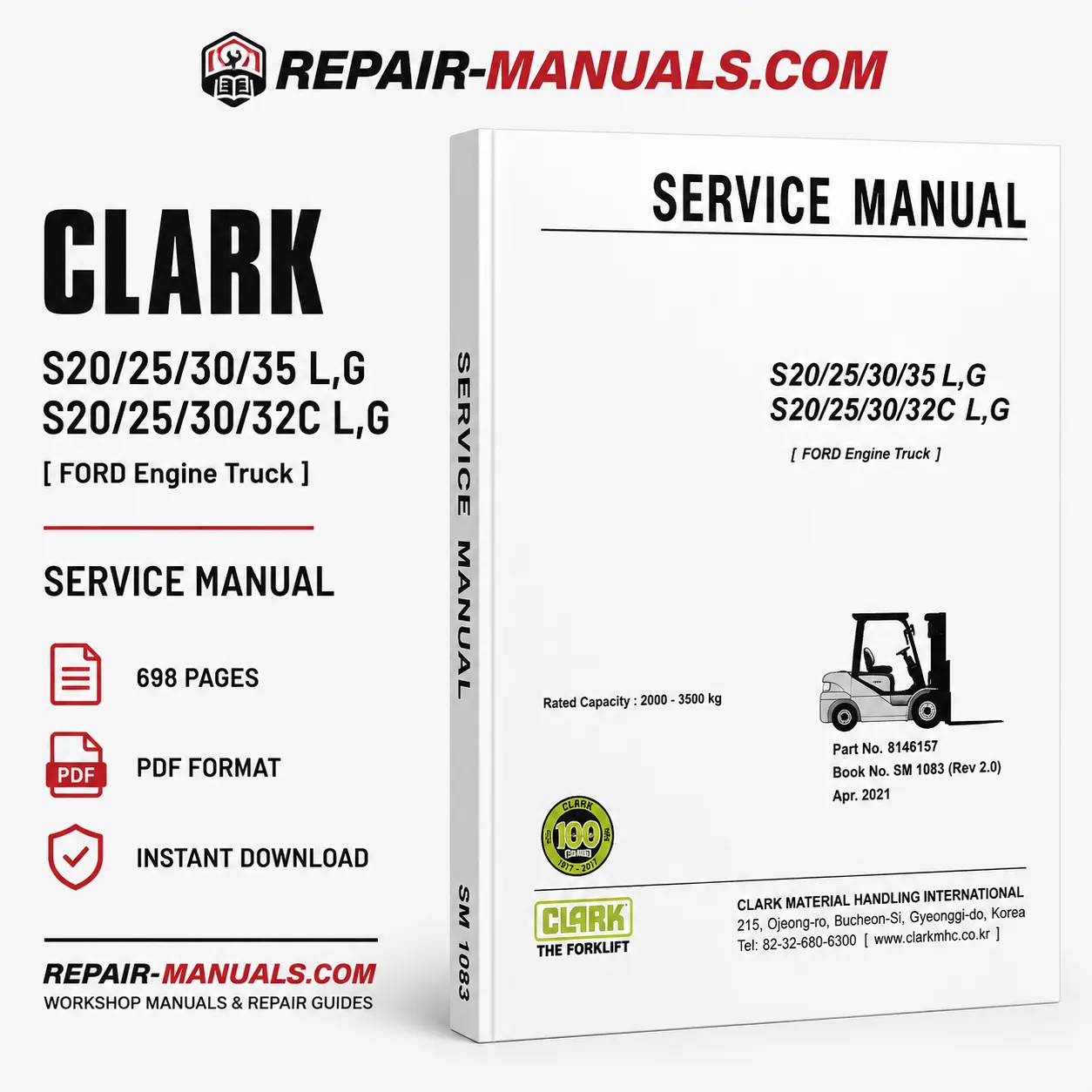 CLARK S20 S25 S30 S35 S32C L/G forklift service manual