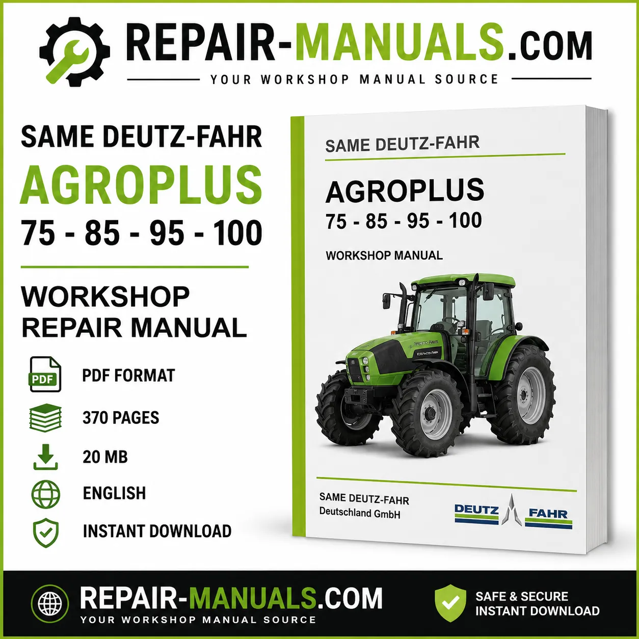 SAME DEUTZ-FAHR AGROPLUS 75 85 95 100 Workshop Repair Manual PDF