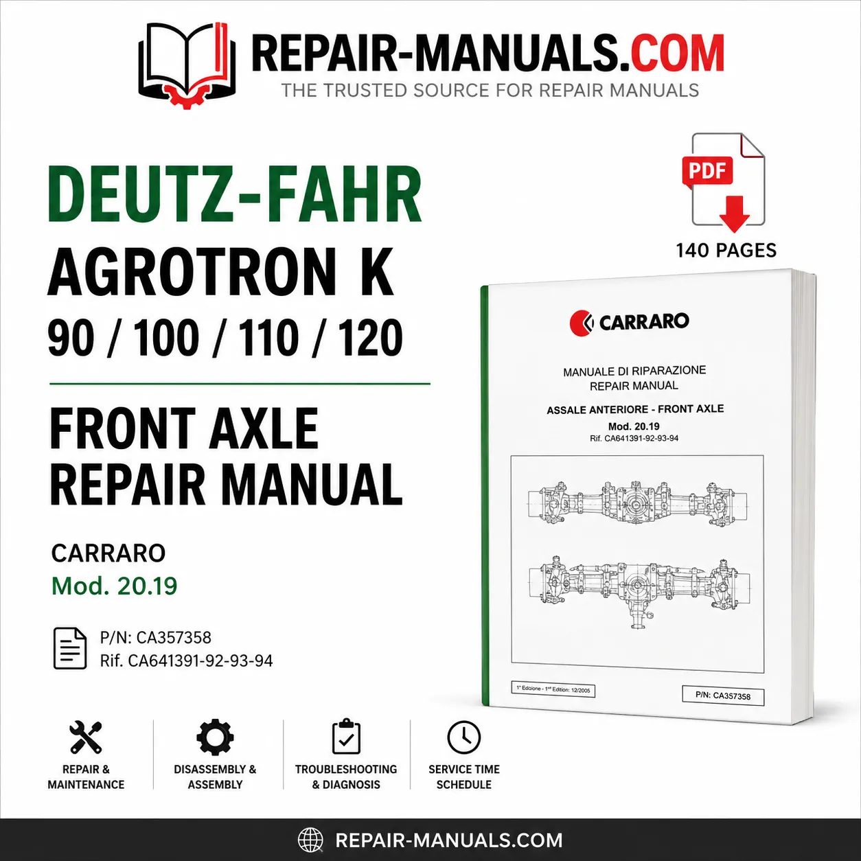 Deutz-Fahr Agrotron K 90-120 Front Axle Repair Manual