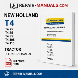 New Holland T4.75 T4.85 T4.95 T4.105 T4.115 Tractor Operator Manual
