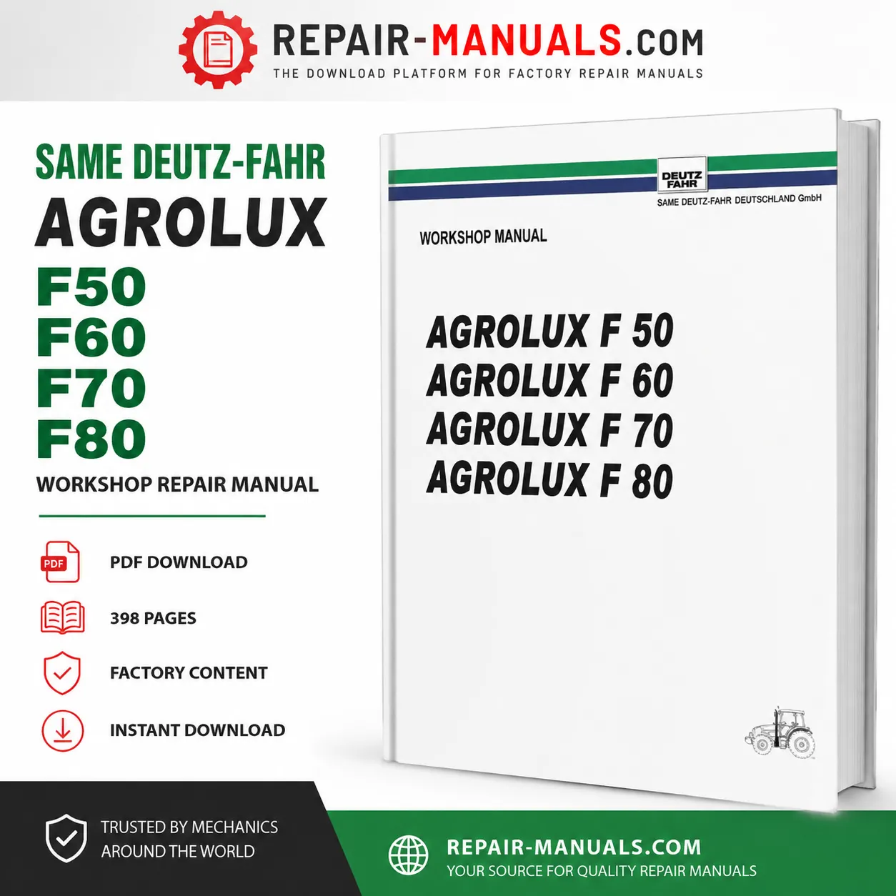 SAME Deutz-Fahr AGROLUX F50 F60 F70 F80 Workshop Repair Manual PDF