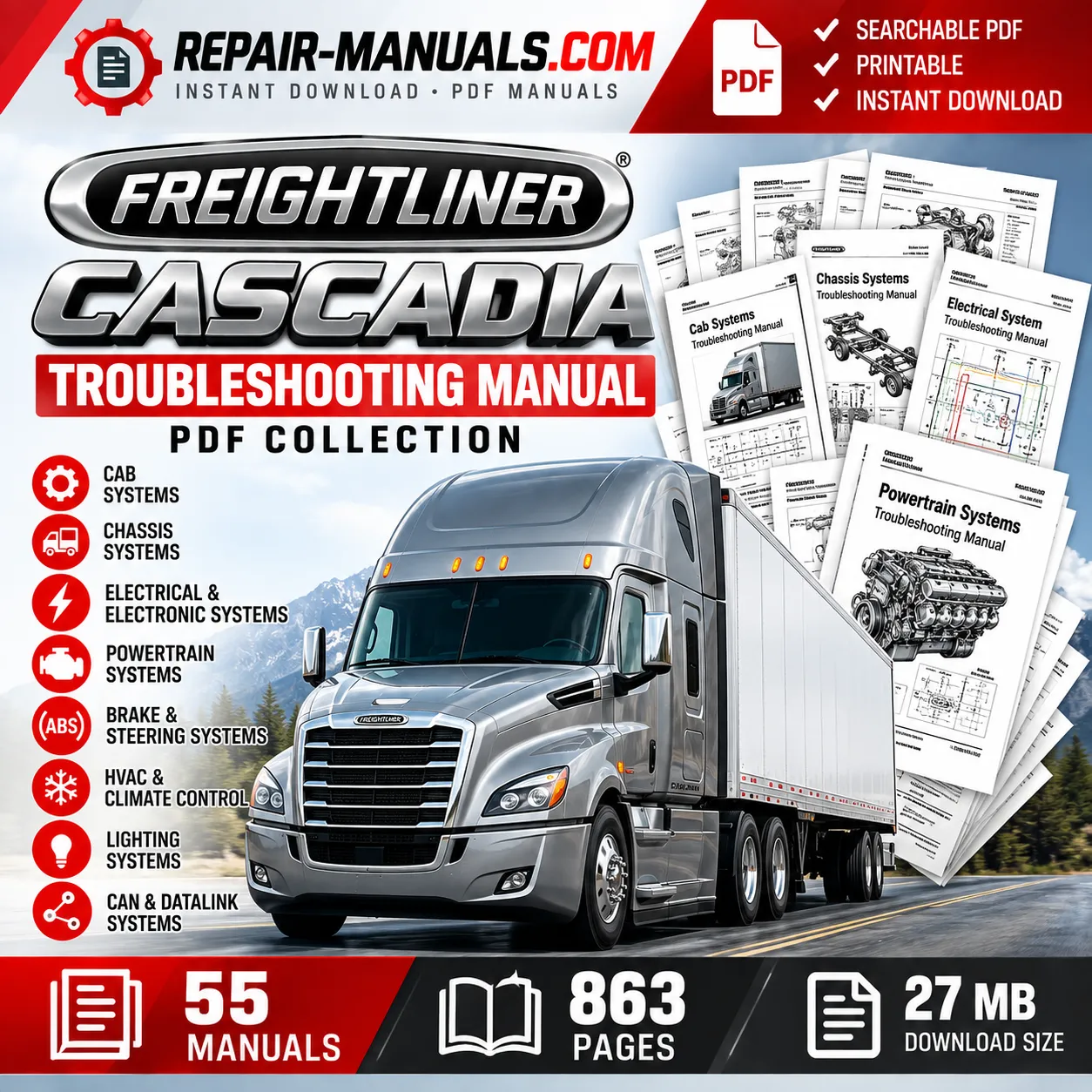 Freightliner Cascadia Troubleshooting Manual PDF Collection