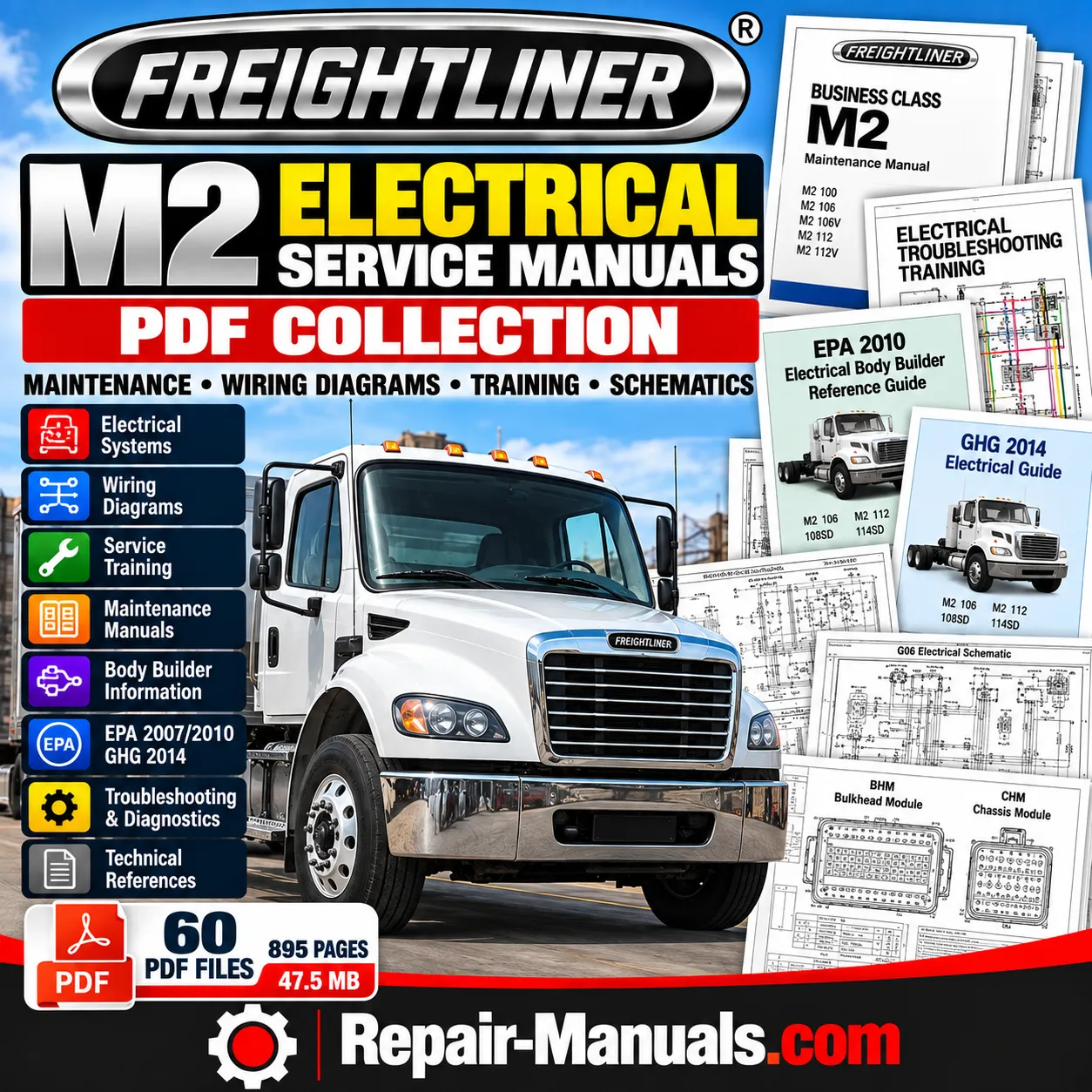 Freightliner M2 Electrical Wiring Service Training and Maintenance Manuals PDF Collection