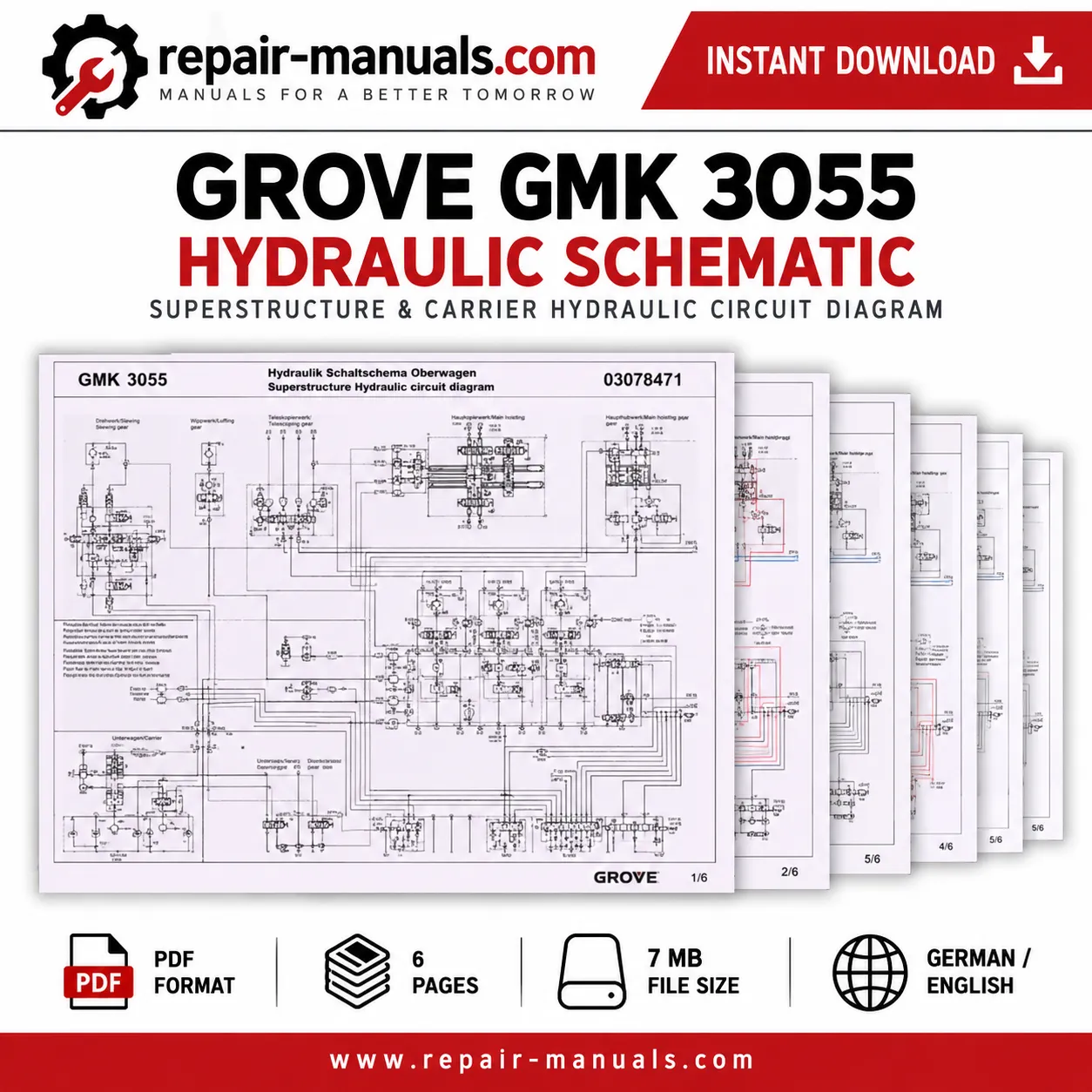 GROVE GMK 3055 hydraulic schematic and superstructure hydraulic circuit diagram