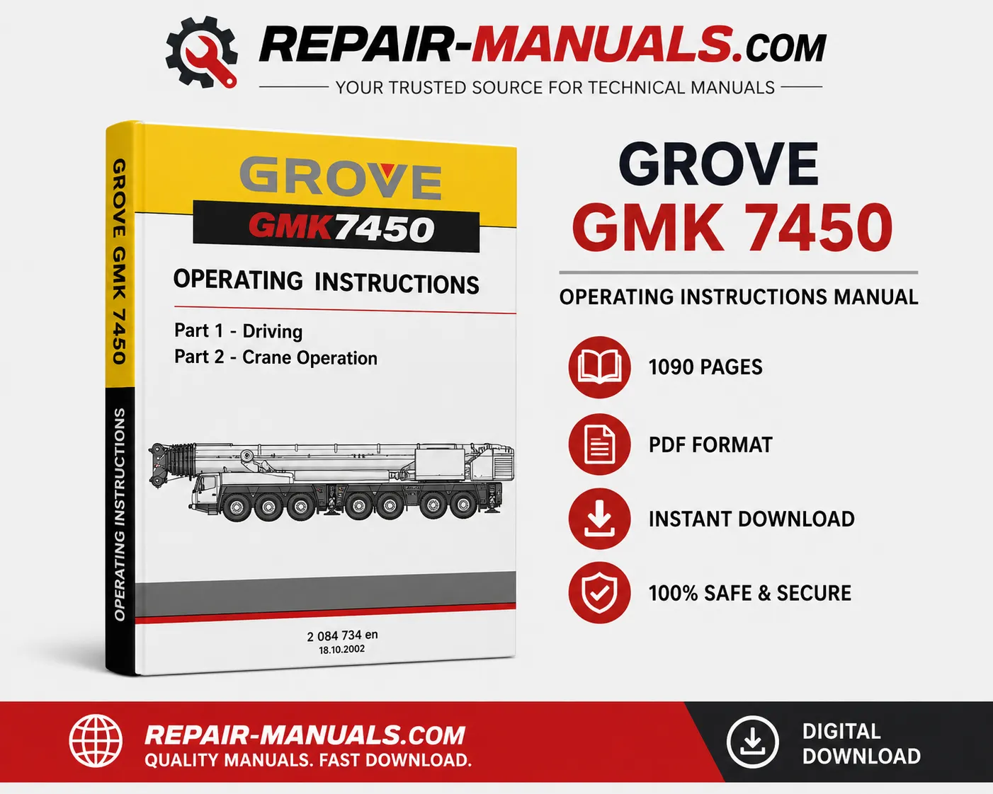 GROVE GMK 7450 Operating Instructions Manual
