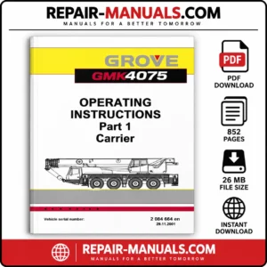 GROVE GMK4075 Operating Manual Part 1 Carrier