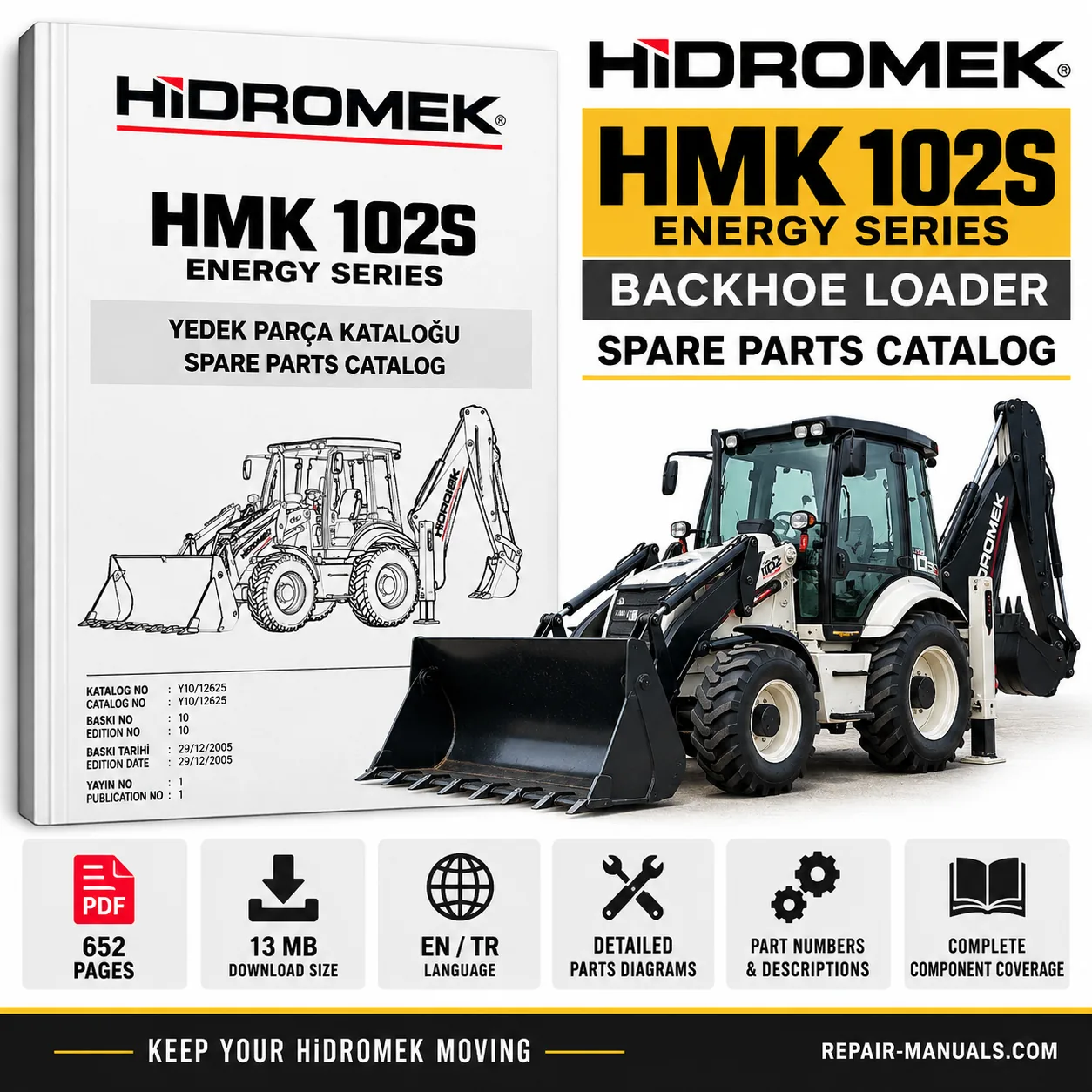 Hidromek HMK 102S Energy Series Backhoe Loader Spare Parts Catalog PDF