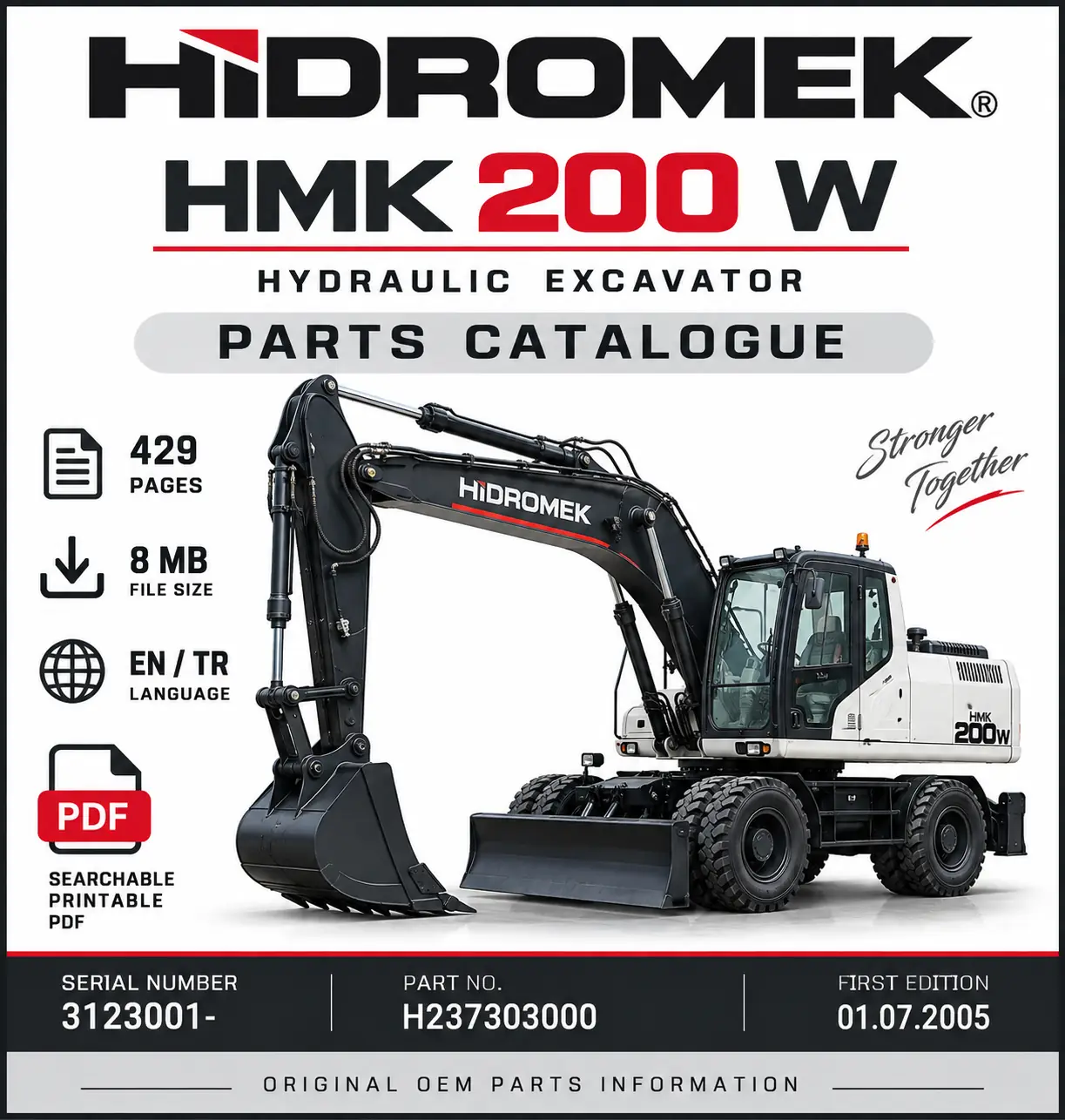 Hidromek HMK 200 W Hydraulic Excavator Parts Catalogue PDF