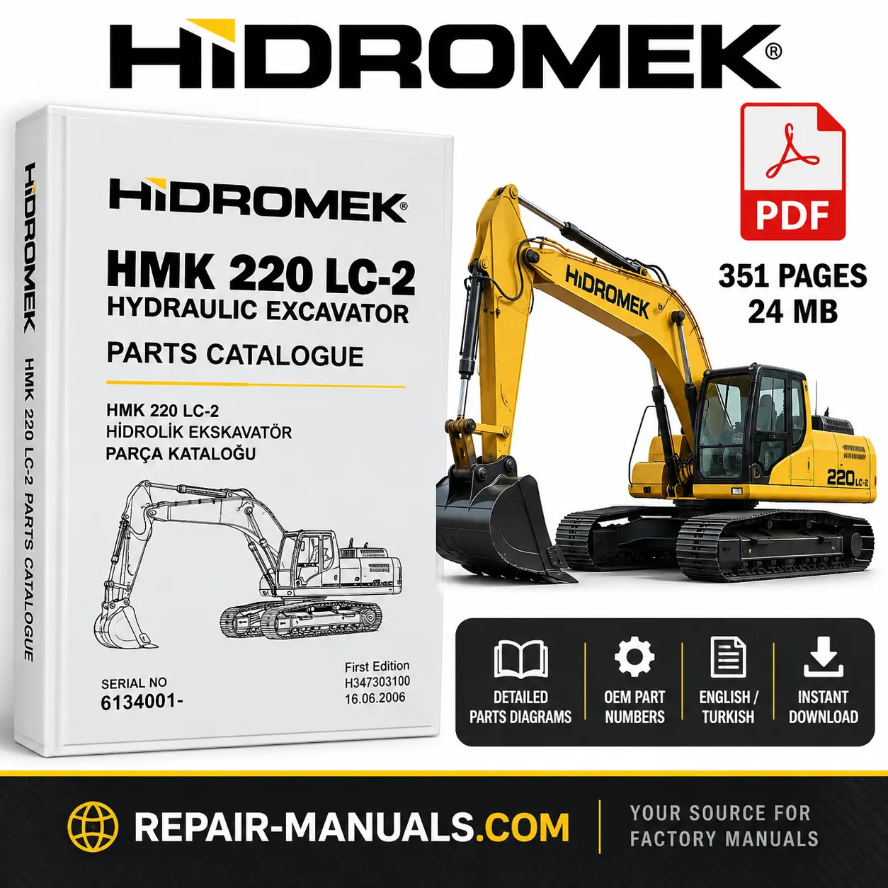 Hidromek HMK 220 LC-2 Hydraulic Excavator Parts Catalogue PDF