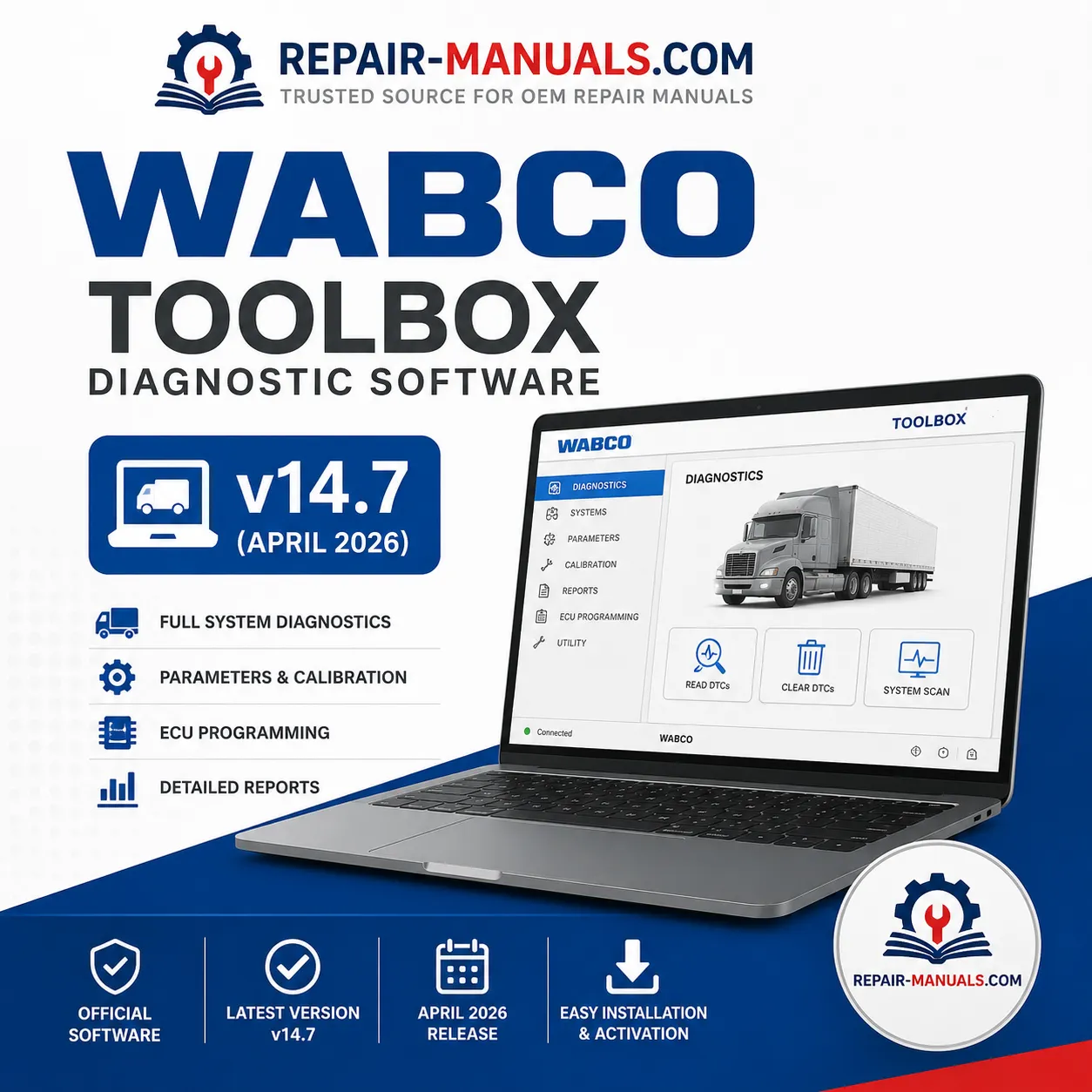 WABCO TOOLBOX Diagnostic Software v14.7 April 2026