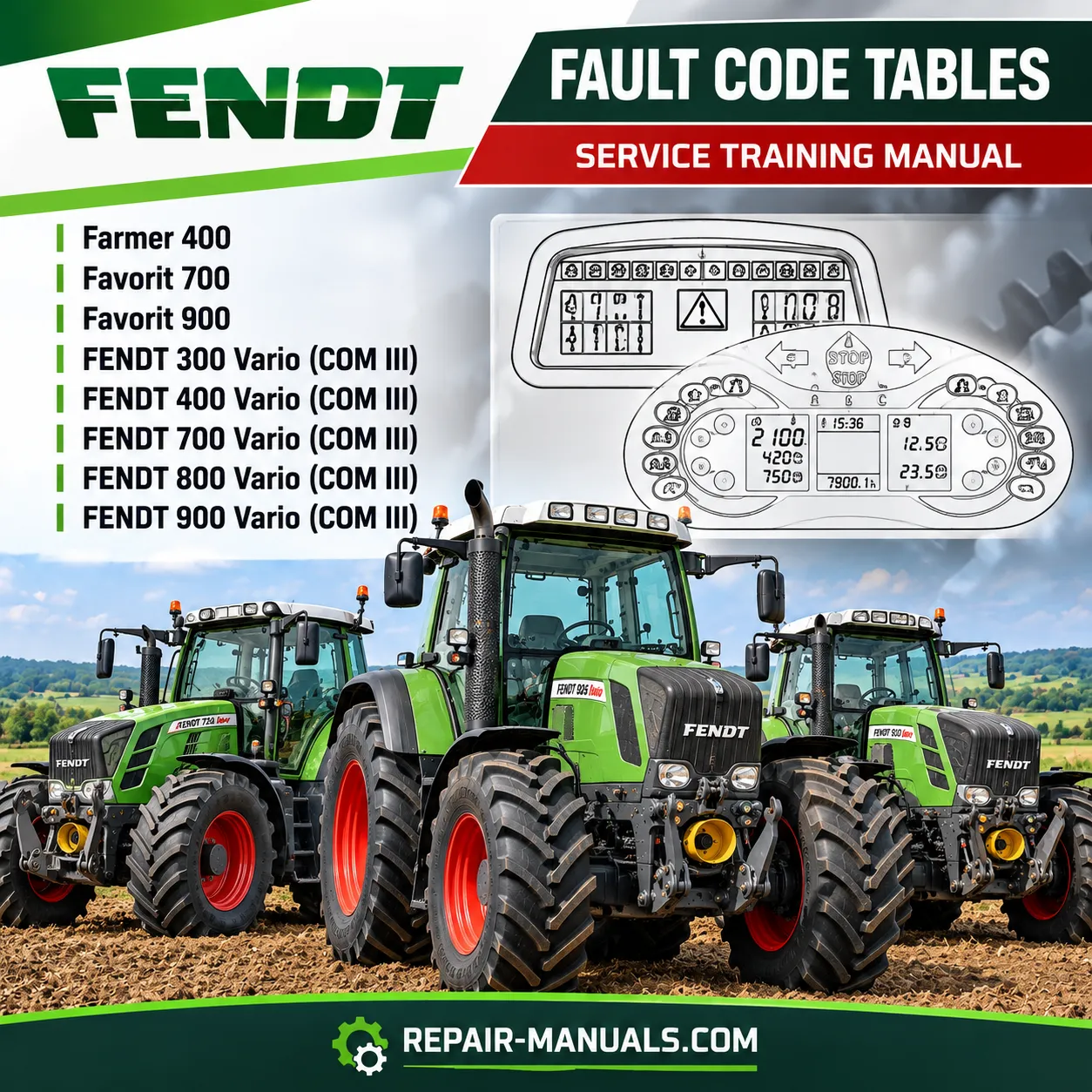 Fendt Farmer 400 Favorit 700 900 and Vario 300 400 700 800 900 tractor fault code tables manual cover
