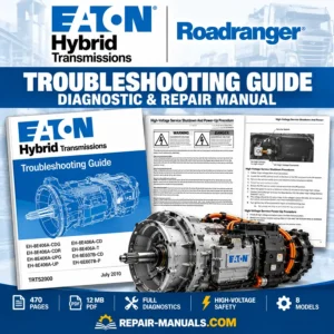 Eaton Hybrid Transmission TRTS2000 troubleshooting manual cover showing hybrid transmission, diagnostic procedures and high-voltage safety diagrams