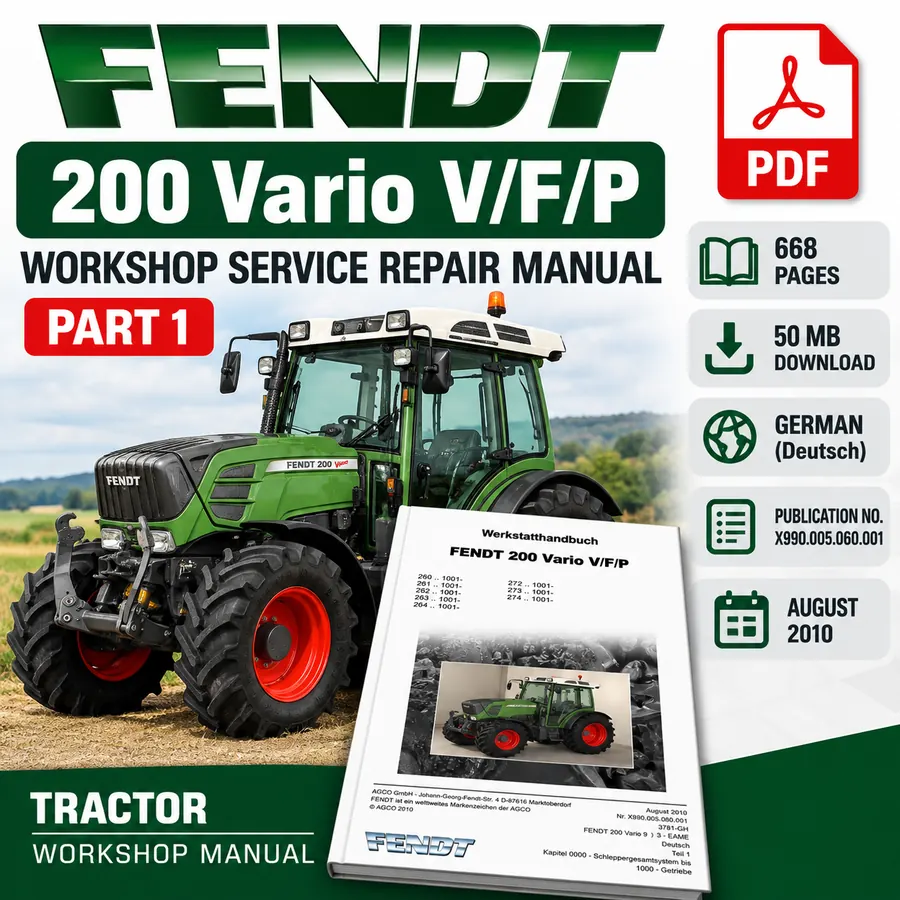 Fendt 200 Vario V/F/P tractor workshop service repair manual Part 1 PDF in German