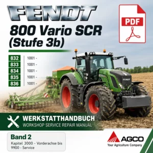 Fendt 800 Vario SCR tractor workshop repair manual Volume 2 for models 832 833 834 835 836 with green Fendt tractor
