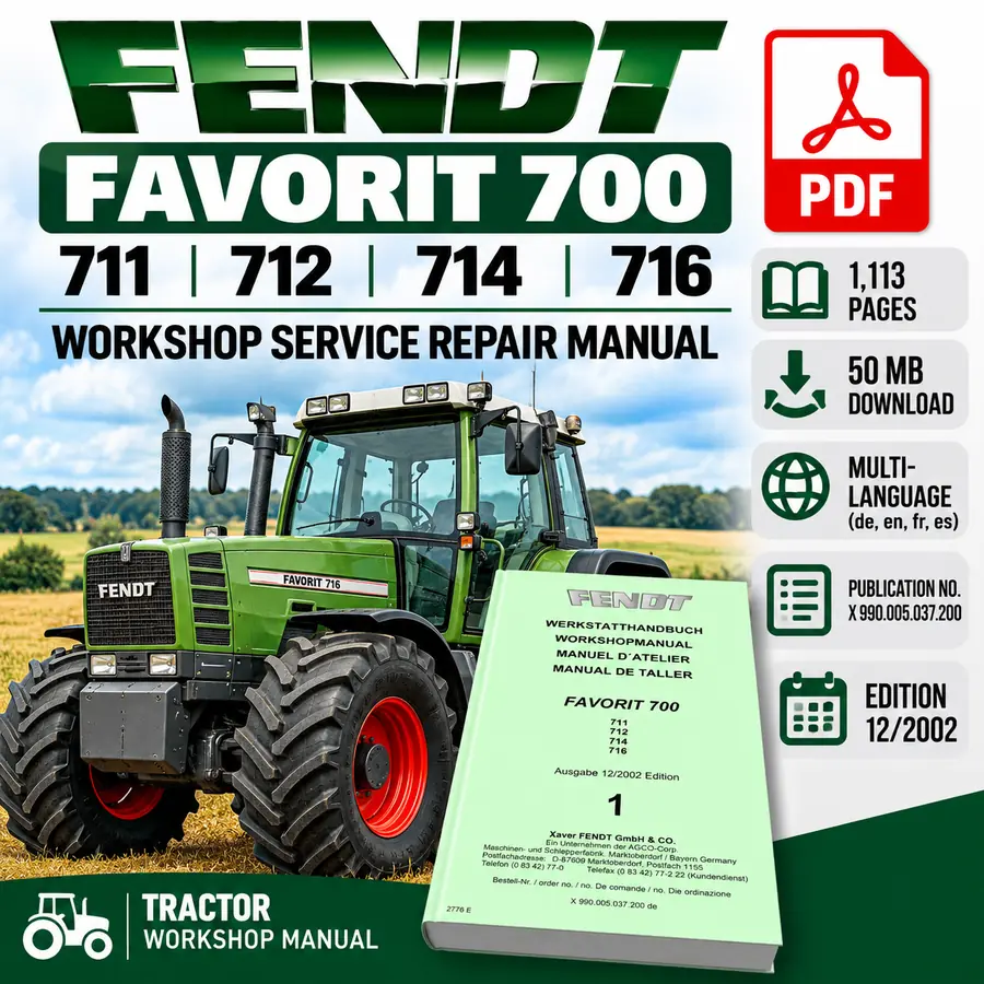 Fendt Favorit 700 711 712 714 716 tractor workshop service repair manual PDF cover with Fendt tractor