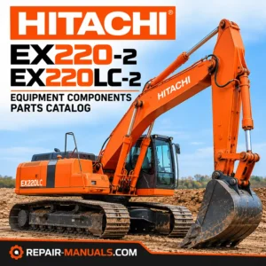 Hitachi EX220-2 and EX220LC-2 hydraulic excavator equipment components parts catalog cover featuring an orange Hitachi crawler excavator