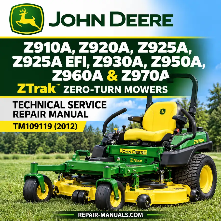 John Deere ZTrak Z910A Z920A Z925A Z930A Z950A Z960A Z970A zero-turn mower technical service repair manual PDF cover