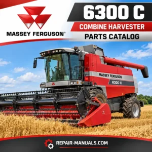Massey Ferguson 6300 C red combine harvester – illustrated parts catalog PDF cover